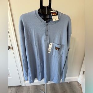 NEW-Rasco FR Flame Resistant Long Sleeve Henley Blue Size 2XL